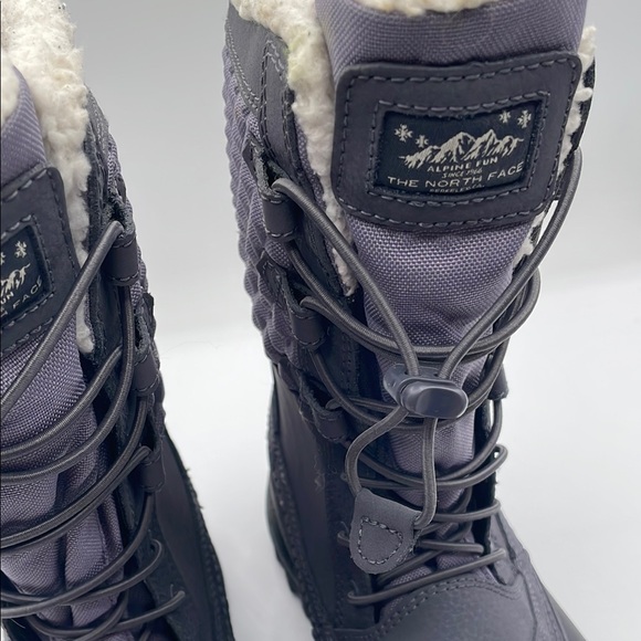The North Face Gray Purple Winter Boots Waterproof Faux Fur Big Kid Size 5 Warm - Picture 6 of 16